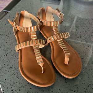 Brown and gold sandals, size 8
